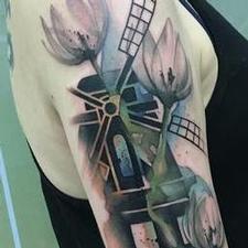 Tattoos - Windmill and Tulips - 116233